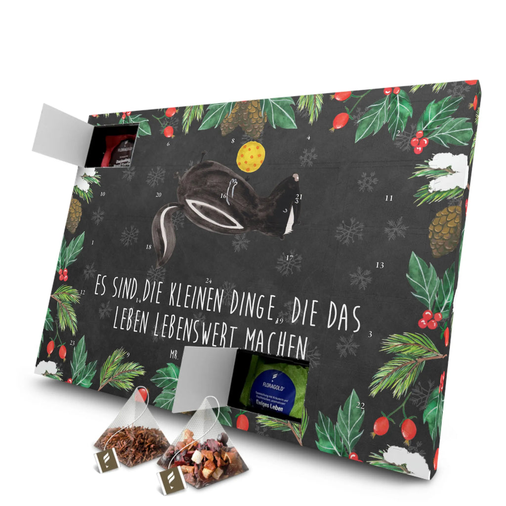 Tee Adventskalender Stinktier Ball Adventskalender mit Tee, Adventskalender, Tee Adventskalender, Stinktier, Skunk, Raubtier, Stinker, Weisheit, Wildtier, Verspielt, Stinki