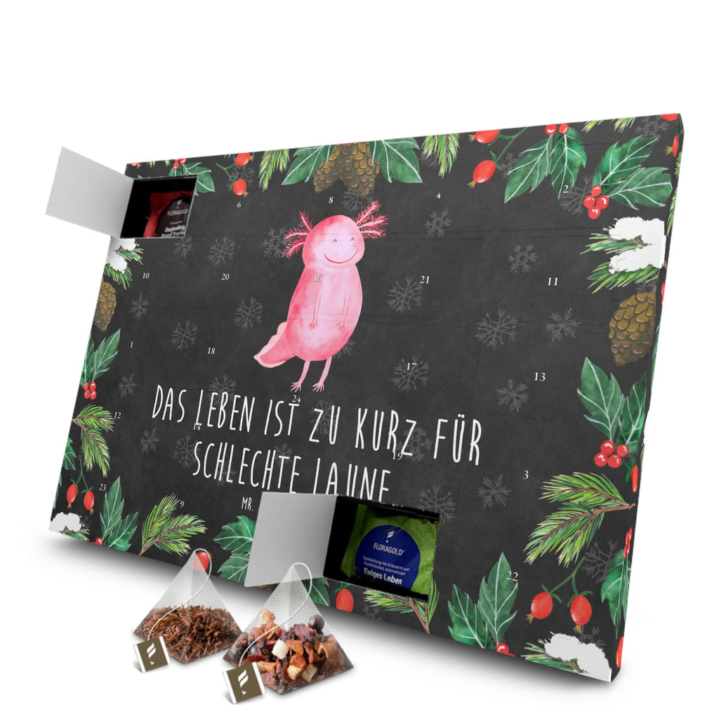 Tee Adventskalender Axolotl Glücklich Tee Adventskalender, Adventskalender mit Tee, Adventskalender, Axolotl, Molch, Motivation, Schwanzlurch, Lurche, Gute Laune, Axolot, Lurch