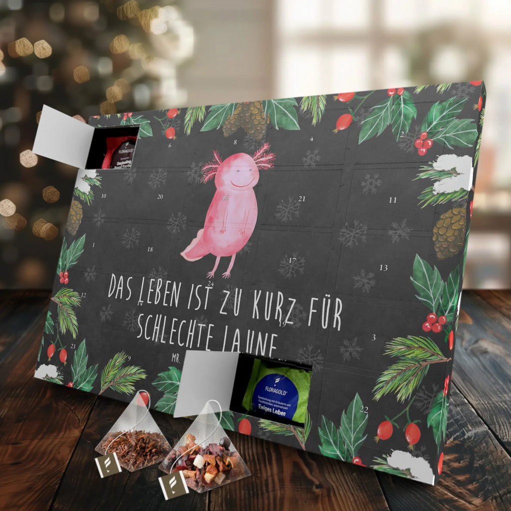 Tee Adventskalender Axolotl Glücklich Tee Adventskalender, Adventskalender mit Tee, Adventskalender, Axolotl, Molch, Motivation, Schwanzlurch, Lurche, Gute Laune, Axolot, Lurch