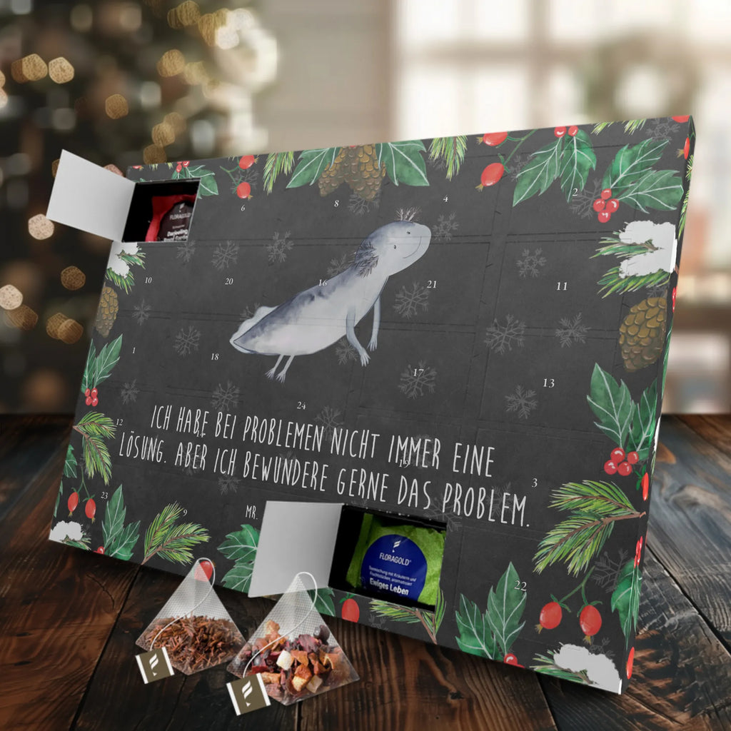 Tee Adventskalender Axolotl Schwimmen Adventskalender, Tee Adventskalender, Adventskalender mit Tee, Axolotl, Molch, Motivation, Problem, Lurche, Schwanzlurch, Axolot, Probleme, Lurch, Lösungen