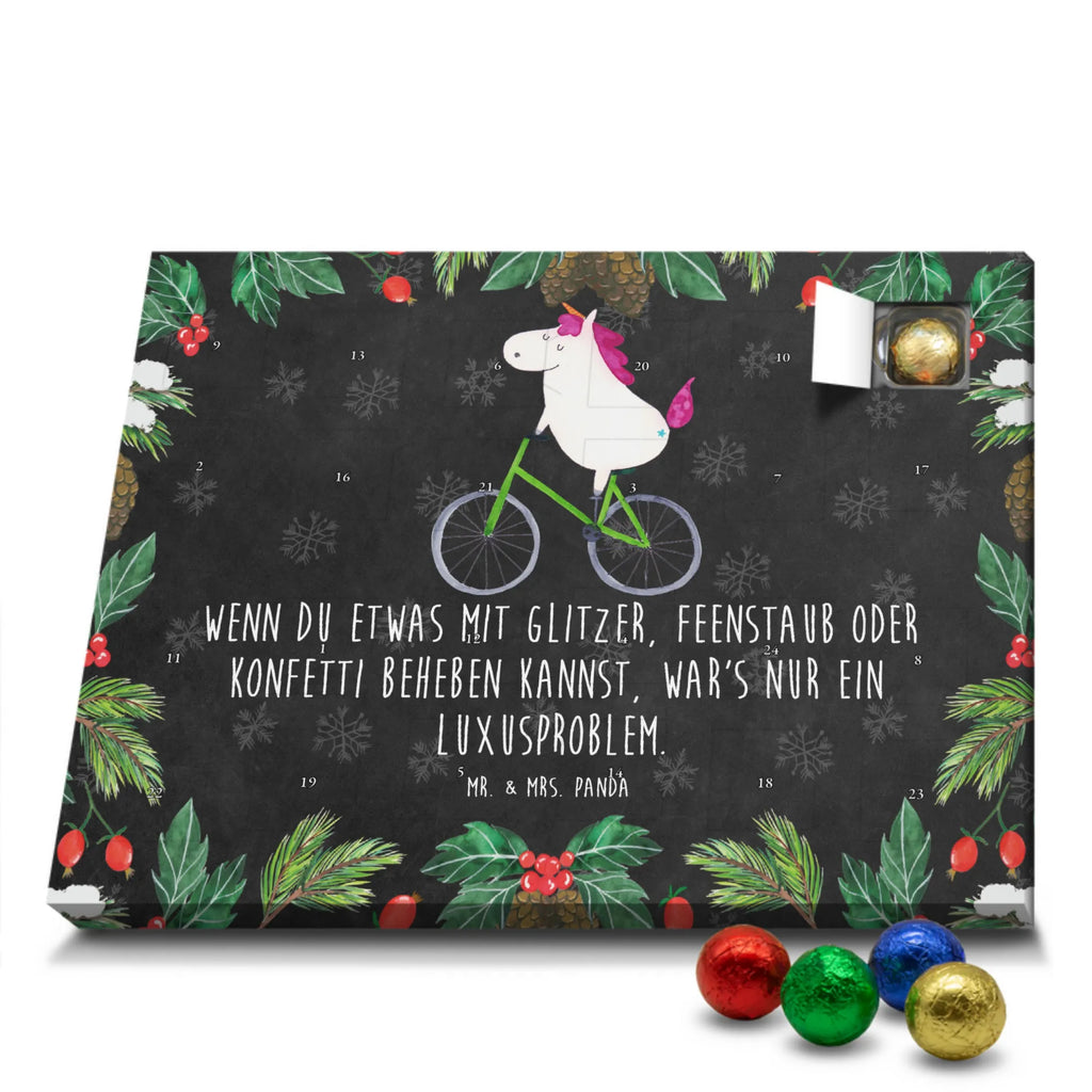 Chocolate advent calendar unicorn cyclist wheel, luxury problem, love affliction, confetti, fairy dust, cycling, cyclist gift, present, grief