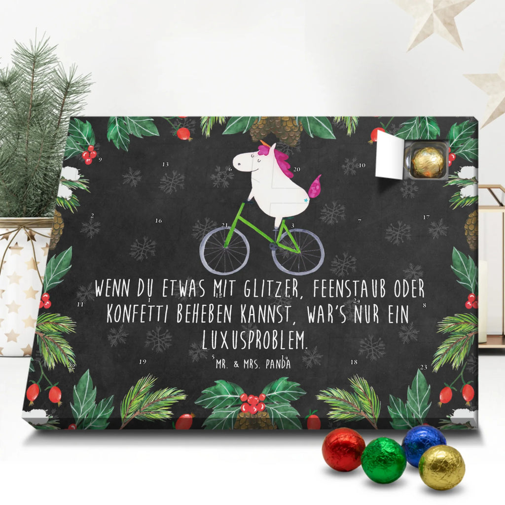 Chocolate advent calendar unicorn cyclist wheel, luxury problem, love affliction, confetti, fairy dust, cycling, cyclist gift, present, grief