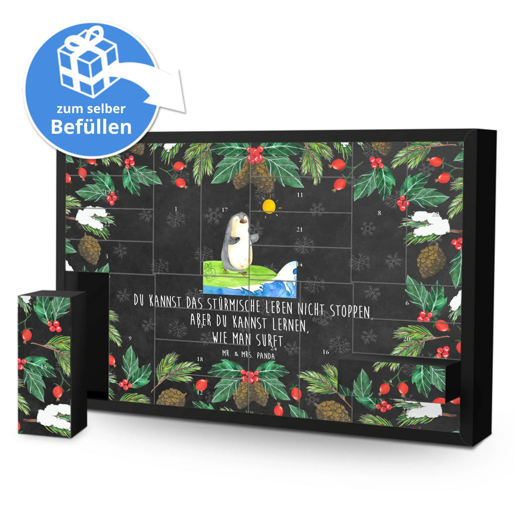 Fillable advent calendar Penguin surfer Penguins, North Pole, surfers, holidays, waves, wave riding, penguins, surfing