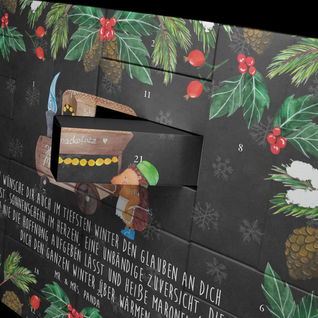 Fillable advent calendar hedgehog Chestnuts snow, Christmas time