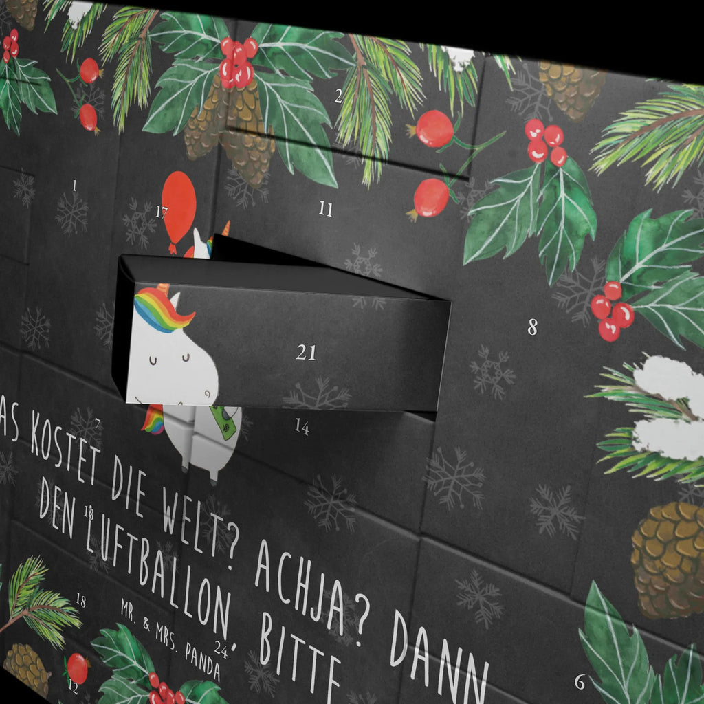 Fillable advent calendar unicorn balloon money, girlfriend, lifelong, joy, fun, saying, balloon, gift