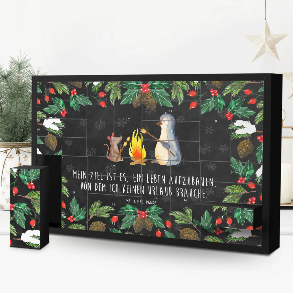 Fillable advent calendar Penguin campfire Penguins, North Pole, work, everyday office life, new start, penguins, life motto, life motivation, fire, mouse, campfire