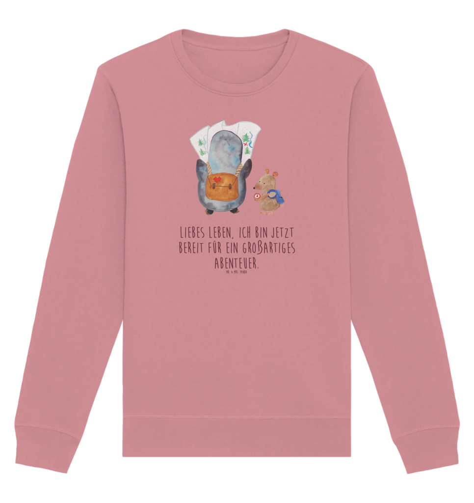 Organiczny Sweter Pingwin i Mysz Wędrowcy Pullover, Pullover Männer, Pullover Frauen, Sweatshirt, Sweatshirt Männer, Sweatshirt Frauen, Unisex, Pinguin, Pinguine, Abenteurer, Abenteuer, Roadtrip, Ausflug, Wanderlust, wandern