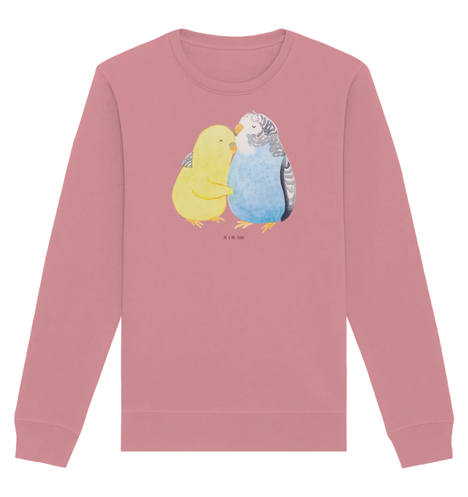 Organic Pullover Parakeets in love Pullover, Pullover Männer, Pullover Frauen, Sweatshirt, Sweatshirt Männer, Sweatshirt Frauen, Unisex, Liebe, Partner, Freund, Freundin, Ehemann, Ehefrau, Heiraten, Verlobung, Heiratsantrag, Liebesgeschenk, Jahrestag, Hocheitstag, Vögel, Wellensittich, Nähe, Kuscheln, Vertrauen