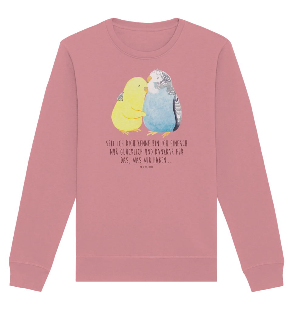 Organic Pullover Parakeets in love Pullover, Pullover Männer, Pullover Frauen, Sweatshirt, Sweatshirt Männer, Sweatshirt Frauen, Unisex, Liebe, Partner, Freund, Freundin, Ehemann, Ehefrau, Heiraten, Verlobung, Heiratsantrag, Liebesgeschenk, Jahrestag, Hocheitstag, Vögel, Wellensittich, Nähe, Kuscheln, Vertrauen