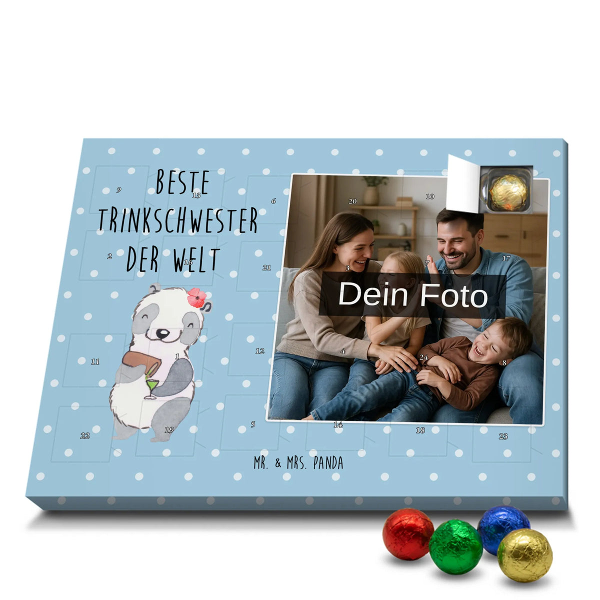 Personalisierter Schoko Foto Adventskalender Panda Beste Trinkschwester der Welt Foto Schokoladen Adventskalender, Schoko Foto Adventskalender, Fotokalender Advent, Personalisierter Schoko Foto Adventskalender, Foto Adventskalender, Geschenkidee, für, Schenken, Geschenktipp, Bedanken, Freude machen, Geschenk, Geburtstag, Mitbringsel, Danke, Geburtstagsgeschenk, Dankeschön, Freundin, Wochenende, Sister, Alkohol, Kleinigkeit, Trinken, Sister From Another Mister, Trinkschwester, Party, Bae, Schwester, Saufschwester