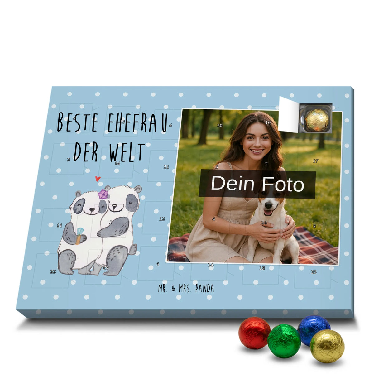 Personalisierter Schoko Foto Adventskalender Panda Beste Ehefrau der Welt Foto Adventskalender, Foto Schokoladen Adventskalender, Schoko Foto Adventskalender, Personalisierter Schoko Foto Adventskalender, Fotokalender Advent, Geschenkidee, für, Schenken, Geschenktipp, Bedanken, Freude machen, Geschenk, Geburtstag, Mitbringsel, Danke, Geburtstagsgeschenk, Dankeschön, Kleinigkeit, Ehepartner, Traumfrau, Freundin, Ehefrau, Braut, Lebensgefährtin, Gattin, Beste, Liebling, Ehe, Partnerin, Hochzeit, Frau