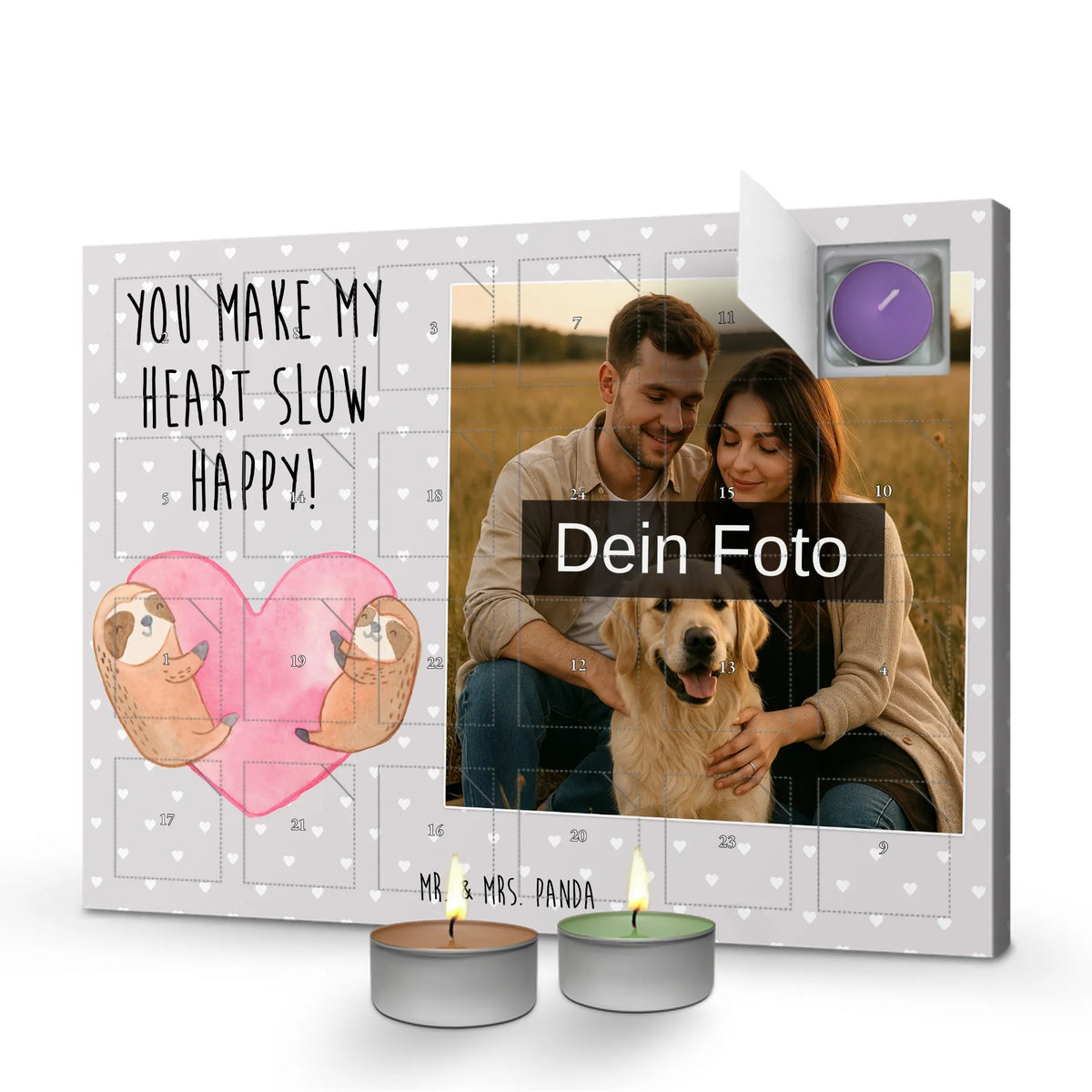 Personalisierter Duftkerzen Foto Adventskalender Faultiere Herz Personalisierter Duftkerzen Foto Adventskalender, Freund, Liebe, Liebesgeschenk, Jahrestag, Verlobung, Partner, Ehemann, Ehefrau, Heiraten, Heiratsantrag, Hocheitstag, Freundin, Hochzeitstag, Geschenk für Partner, Mitbringsel, Geschenk für Freundin, Geschenk für Frauen, für Ehemann, Valentinstag, für Männer, Liebesbeweis
