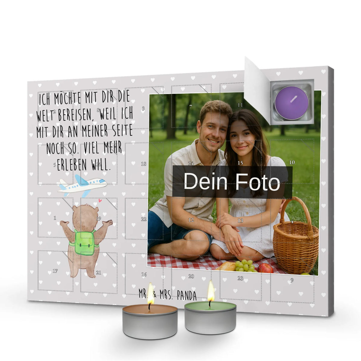  bear Airplane Personalisierter Duftkerzen Foto Adventskalender, Freundin, Jahrestag, Verlobung, Liebesgeschenk, Ehefrau, Heiratsantrag, Heiraten, Hocheitstag, Freund, Ehemann, Partner, Liebe, für Männer, Mitbringsel, Hochzeitstag, Geschenk für Freundin, für Ehemann, Geschenk für Frauen, Liebesbeweis, Geschenk für Partner, Valentinstag