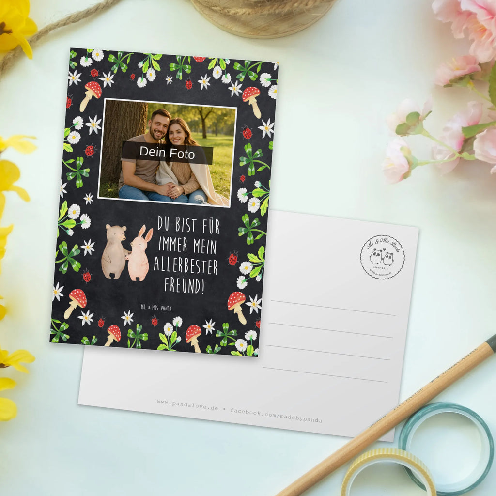 Personalisierte Foto Postkarte Bär und Hase Umarmen Personalisierte Foto Postkarte, Liebe, Partner, Freund, Freundin, Ehemann, Ehefrau, Heiraten, Verlobung, Heiratsantrag, Liebesgeschenk, Jahrestag, Hocheitstag, Bärchen, Freunde, Bär, Hase, best friends, bester Freund