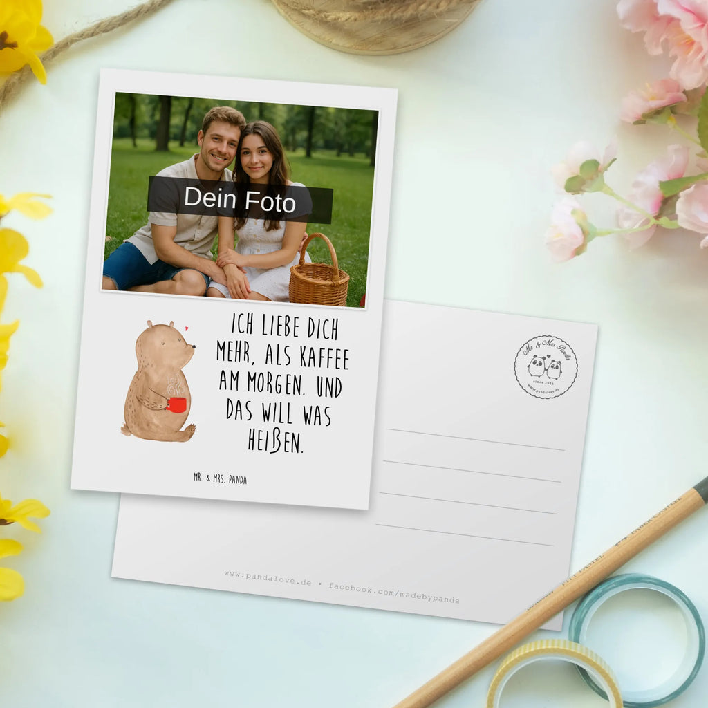 Personalized Photo Postcard bear morning coffee Personalisierte Foto Postkarte, Liebe, Partner, Freund, Freundin, Ehemann, Ehefrau, Heiraten, Verlobung, Heiratsantrag, Liebesgeschenk, Jahrestag, Hocheitstag, Valentinstag, Geschenk für Frauen, Hochzeitstag, Mitbringsel, Geschenk für Freundin, Geschenk für Partner, Liebesbeweis, für Männer, für Ehemann