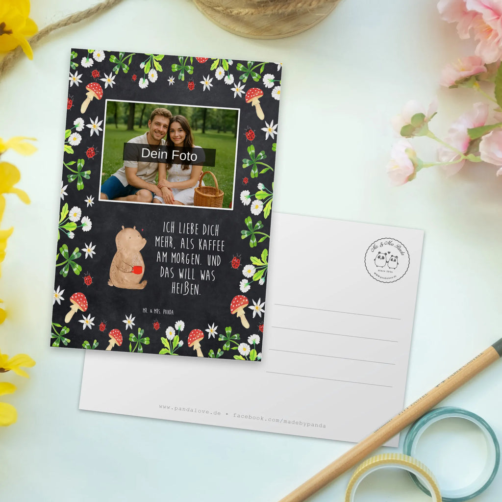 Personalized Photo Postcard bear morning coffee Personalisierte Foto Postkarte, Liebe, Partner, Freund, Freundin, Ehemann, Ehefrau, Heiraten, Verlobung, Heiratsantrag, Liebesgeschenk, Jahrestag, Hocheitstag, Valentinstag, Geschenk für Frauen, Hochzeitstag, Mitbringsel, Geschenk für Freundin, Geschenk für Partner, Liebesbeweis, für Männer, für Ehemann