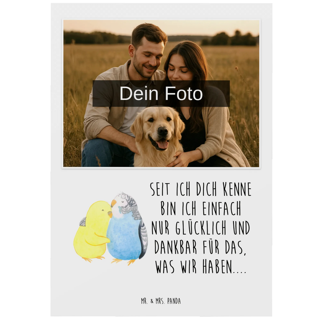 Personalisierte Foto Postkarte Wellensittich Liebe Personalisierte Foto Postkarte, Liebe, Partner, Freund, Freundin, Ehemann, Ehefrau, Heiraten, Verlobung, Heiratsantrag, Liebesgeschenk, Jahrestag, Hocheitstag, Vögel, Nähe, Kuscheln, Wellensittich, Vertrauen