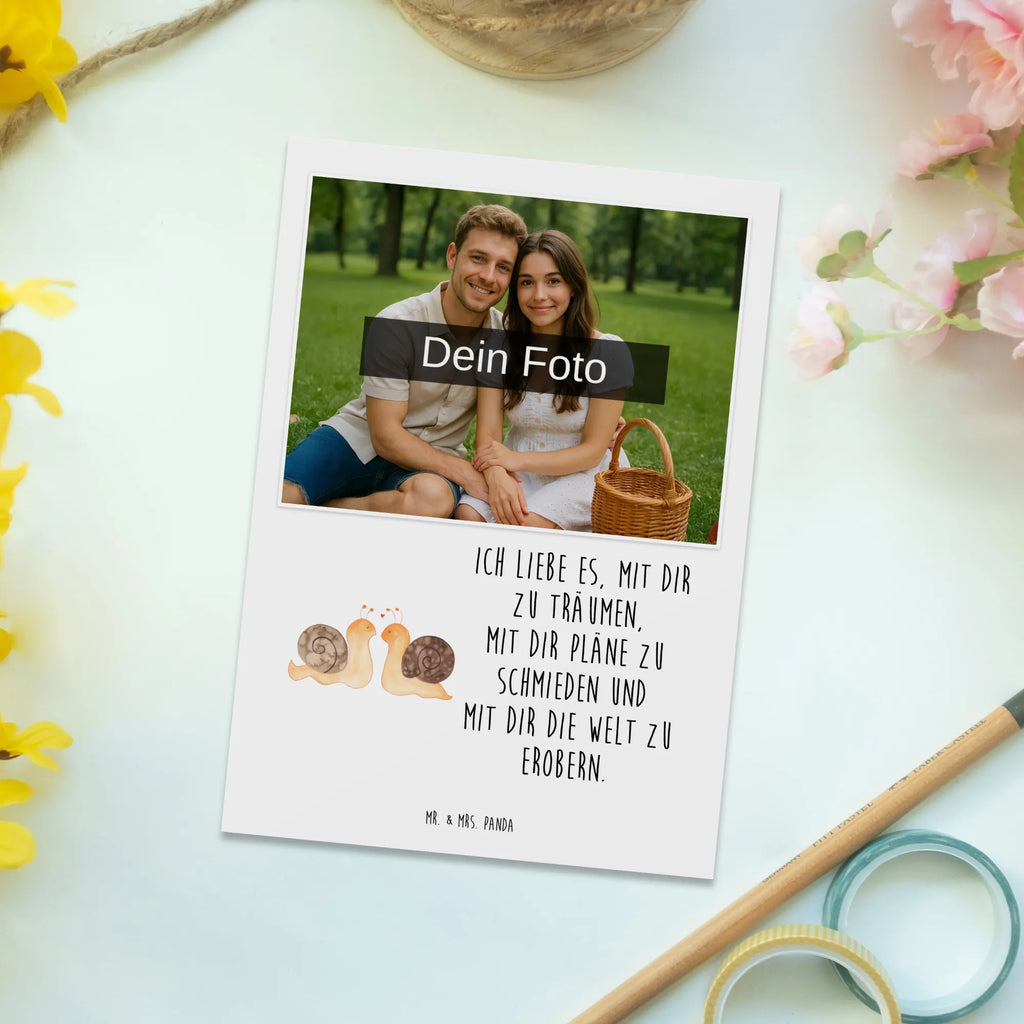 Personalized Photo Postcard Snails in love Personalisierte Foto Postkarte, Liebe, Partner, Freund, Freundin, Ehemann, Ehefrau, Heiraten, Verlobung, Heiratsantrag, Liebesgeschenk, Jahrestag, Hocheitstag