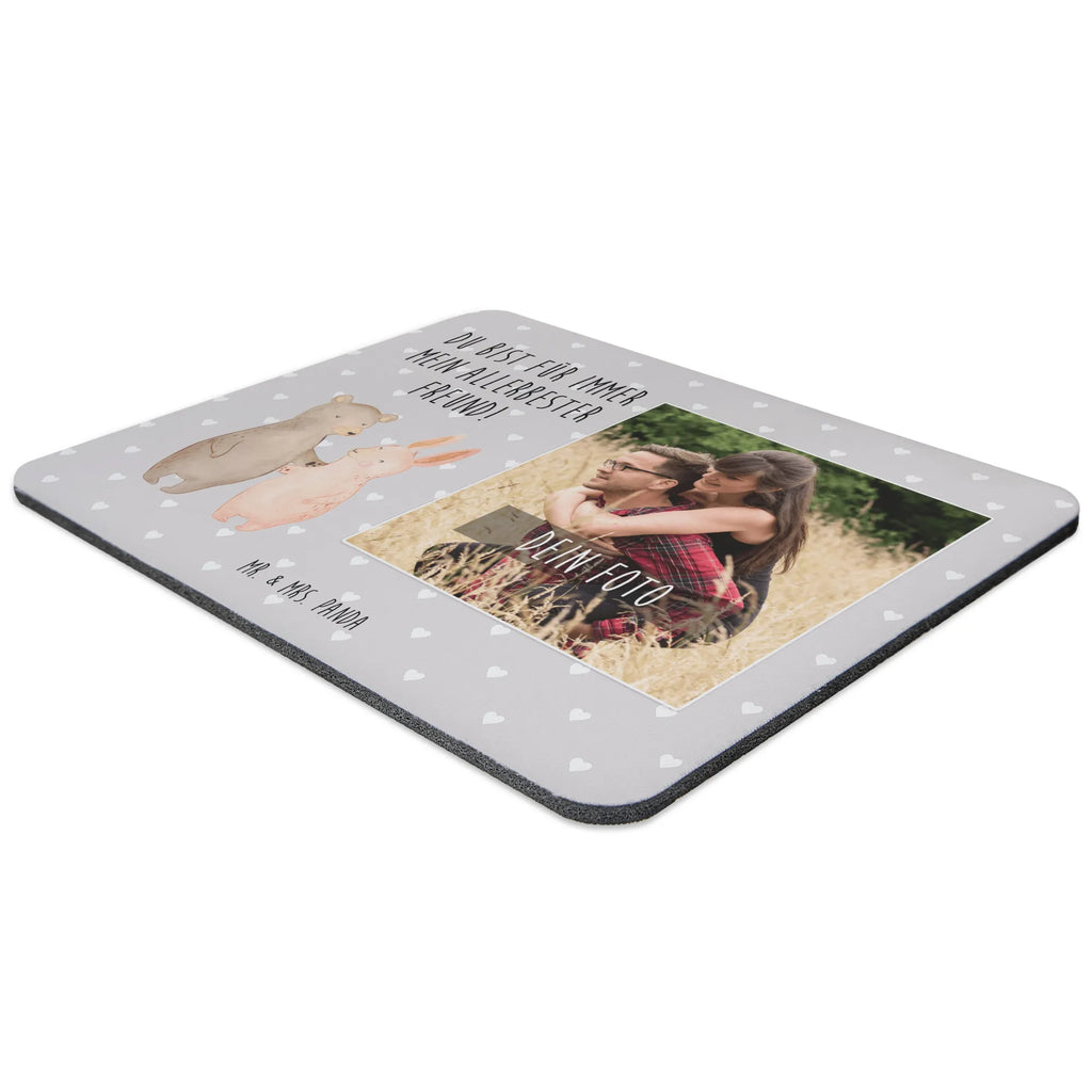 Personalized Photo Mousepad bear and rabbit Embrace Personalisiertes Foto Mauspad, Liebe, Partner, Freund, Freundin, Ehemann, Ehefrau, Heiraten, Verlobung, Heiratsantrag, Liebesgeschenk, Jahrestag, Hocheitstag, Freunde, Hase, bester Freund, Bär, Bärchen, best friends