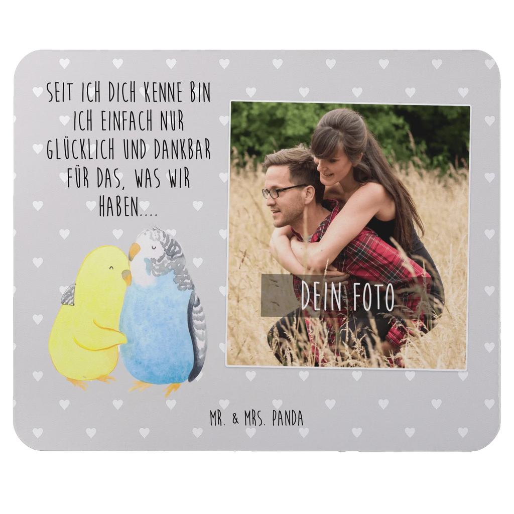 Personalized Photo Mousepad Parakeets in love Personalisiertes Foto Mauspad, Liebe, Partner, Freund, Freundin, Ehemann, Ehefrau, Heiraten, Verlobung, Heiratsantrag, Liebesgeschenk, Jahrestag, Hocheitstag, Nähe, Wellensittich, Kuscheln, Vögel, Vertrauen