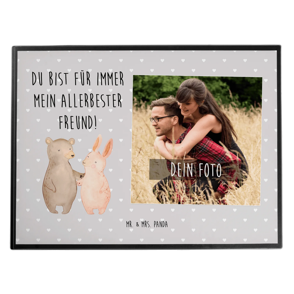 Personalized Photo Desk Mat bear and rabbit Embrace Personalisierte Foto Schreibtischunterlage, Liebe, Partner, Freund, Freundin, Ehemann, Ehefrau, Heiraten, Verlobung, Heiratsantrag, Liebesgeschenk, Jahrestag, Hocheitstag, bester Freund, Bär, Bärchen, best friends, Hase, Freunde
