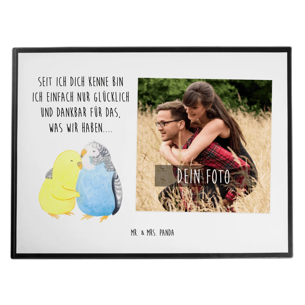 Personalized Photo Desk Mat Parakeets in love Personalisierte Foto Schreibtischunterlage, Liebe, Partner, Freund, Freundin, Ehemann, Ehefrau, Heiraten, Verlobung, Heiratsantrag, Liebesgeschenk, Jahrestag, Hocheitstag, Vögel, Kuscheln, Wellensittich, Nähe, Vertrauen