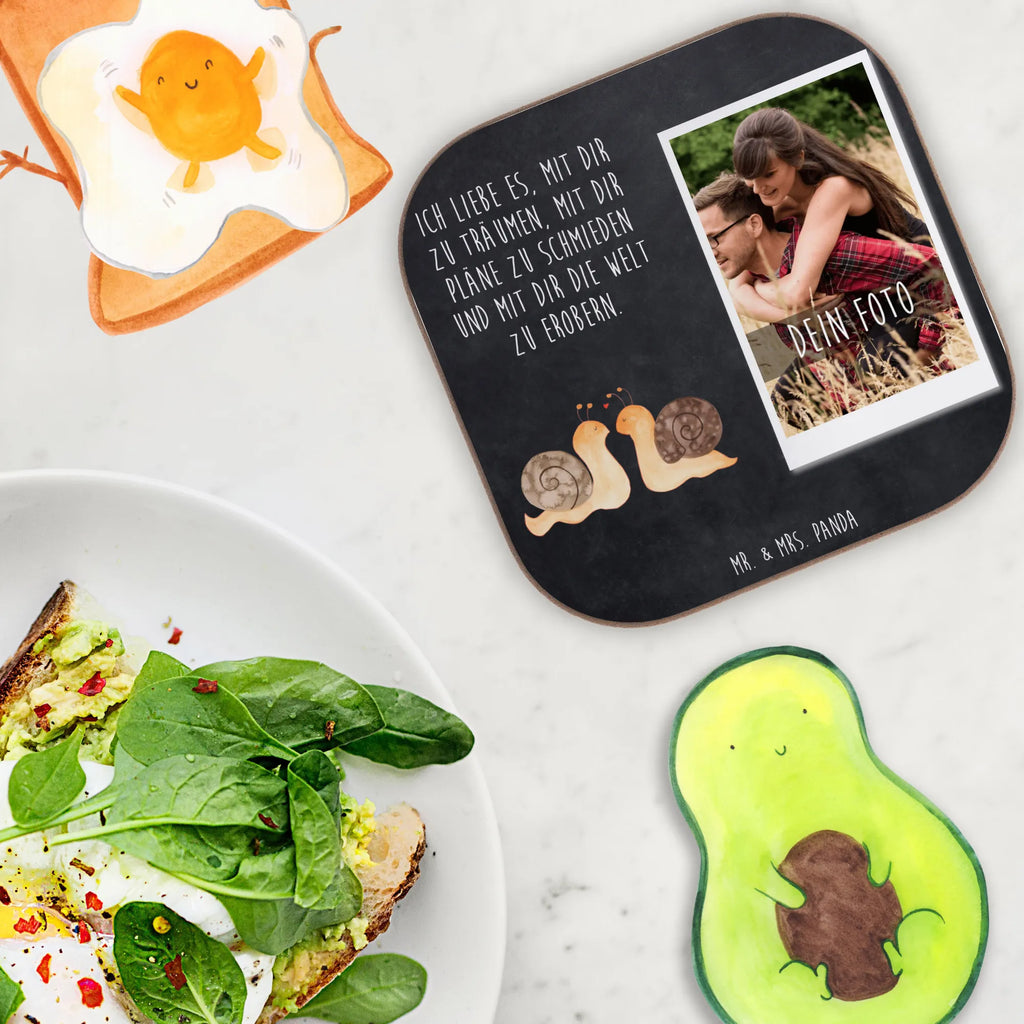 Personalized Photo Coaster Snails in love Personalisierter Foto Untersetzer, Liebe, Partner, Freund, Freundin, Ehemann, Ehefrau, Heiraten, Verlobung, Heiratsantrag, Liebesgeschenk, Jahrestag, Hocheitstag