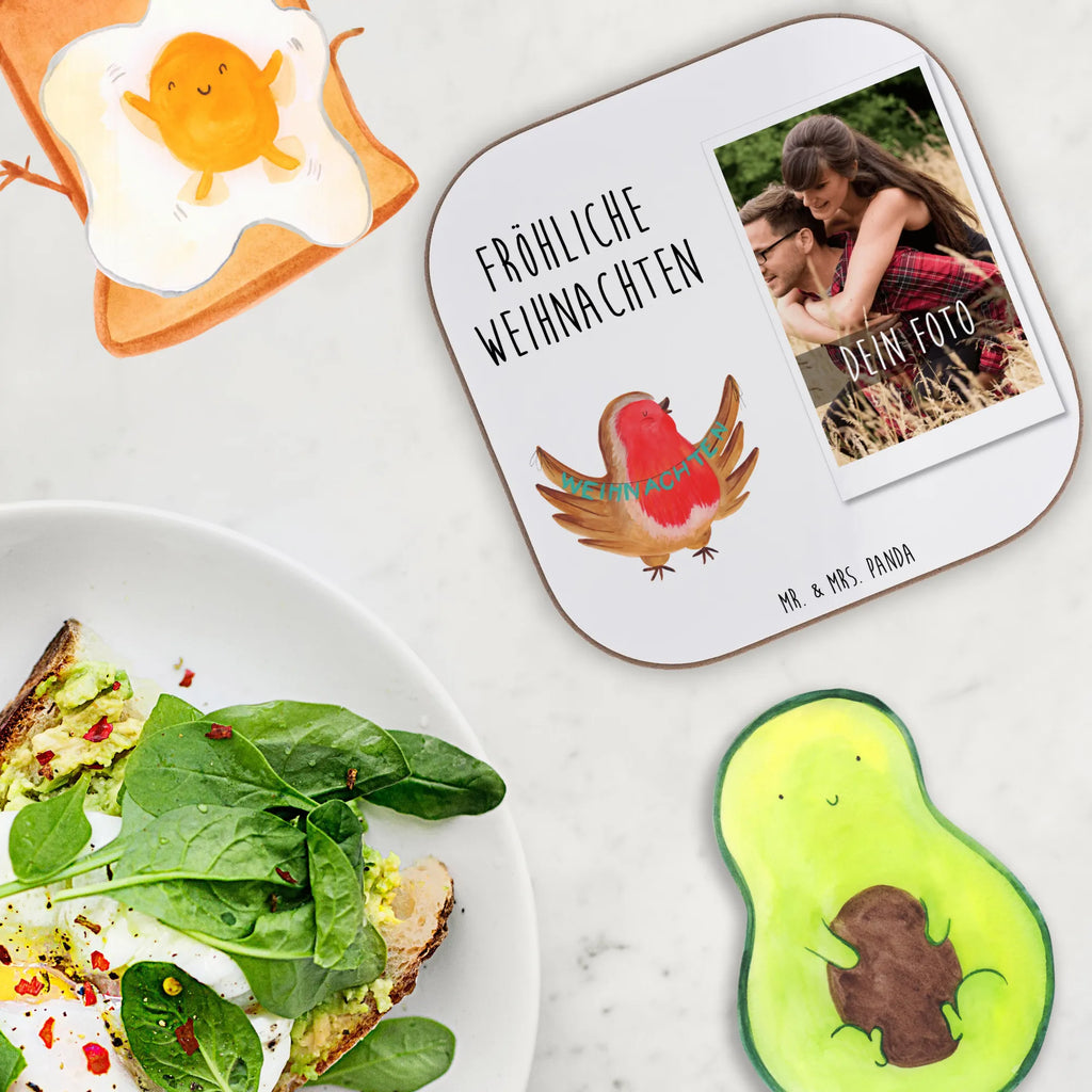 Personalisierter Foto Untersetzer Rotkehlchen Weihnachten Personalisierter Foto Untersetzer, Winter, Weihnachten, Weihnachtsdeko, Nikolaus, Advent, Heiligabend, Wintermotiv, Weihnachtsgruß, xmas, Vogel, Weihnachtsmotiv, Frohe Weihnachten