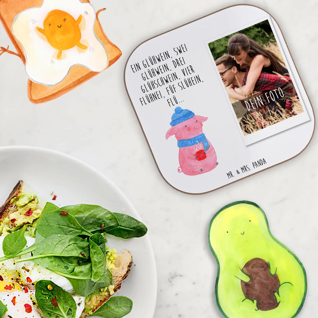 Personalisierter Foto Untersetzer Schweinchen Glühwein Personalisierter Foto Untersetzer, Winter, Weihnachten, Weihnachtsdeko, Nikolaus, Advent, Heiligabend, Wintermotiv, Betrunken, Weihnachtsmarkt, Spruch, Glühwein