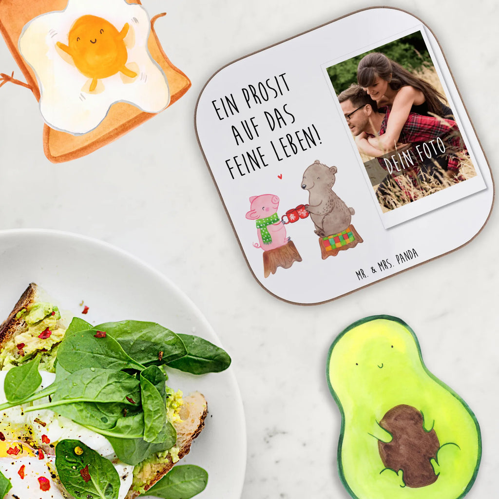Personalized Photo Coaster Glowing Pig Bash Personalisierter Foto Untersetzer, Winter, Weihnachten, Weihnachtsdeko, Nikolaus, Advent, Heiligabend, Wintermotiv, Alles Gute, Bär, Schwein, Weihnachtszeit, Prost