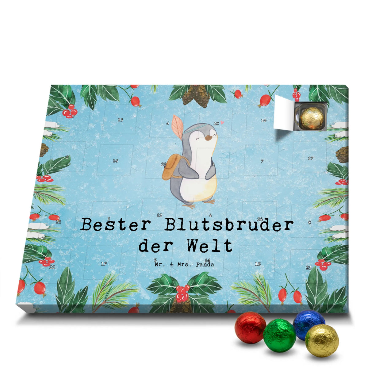 Chocolate advent calendar penguin Best blood brother in the world gift tip, make you happy, for, birthday, gift idea, gift, birthday present, giving, thank you, little thing, brothers, best, heartfelt brother, Blood brother, friend, siblings, blood siblings