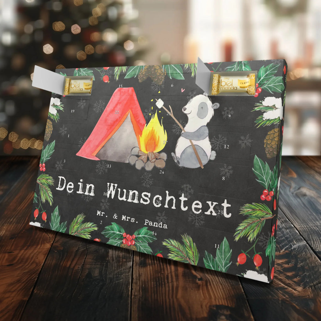 Personalisierter Marzipan Adventskalender Panda Campen Personalisierter Marzipan Adventskalender, Geschenk, Sport, Sportart, Hobby, Schenken, Danke, Dankeschön, Auszeichnung, Gewinn, Sportler, Campingplatz, campen gehen, Zelten, Camping, Campen