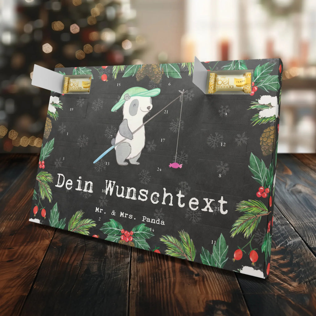 Personalisierter Marzipan Adventskalender Panda Angeln Personalisierter Marzipan Adventskalender, Geschenk, Sport, Sportart, Hobby, Schenken, Danke, Dankeschön, Auszeichnung, Gewinn, Sportler, Hobbyangler, angeln gehen, Angler, angeln, Angelsport, Angelverein