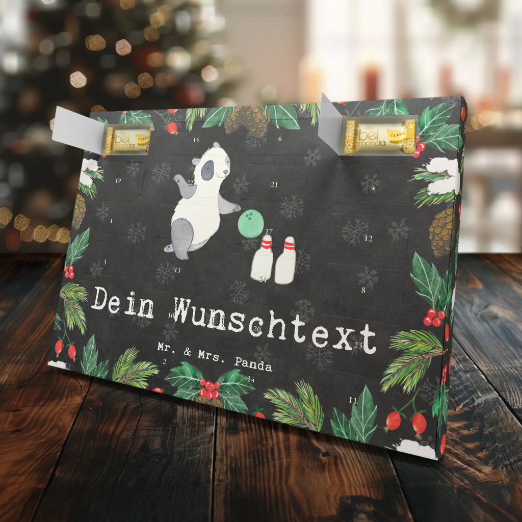 Personalisierter Marzipan Adventskalender Panda Bowling Personalisierter Marzipan Adventskalender, Geschenk, Sport, Sportart, Hobby, Schenken, Danke, Dankeschön, Auszeichnung, Gewinn, Sportler, Bowlen gehen, Bowling, Bowling Center