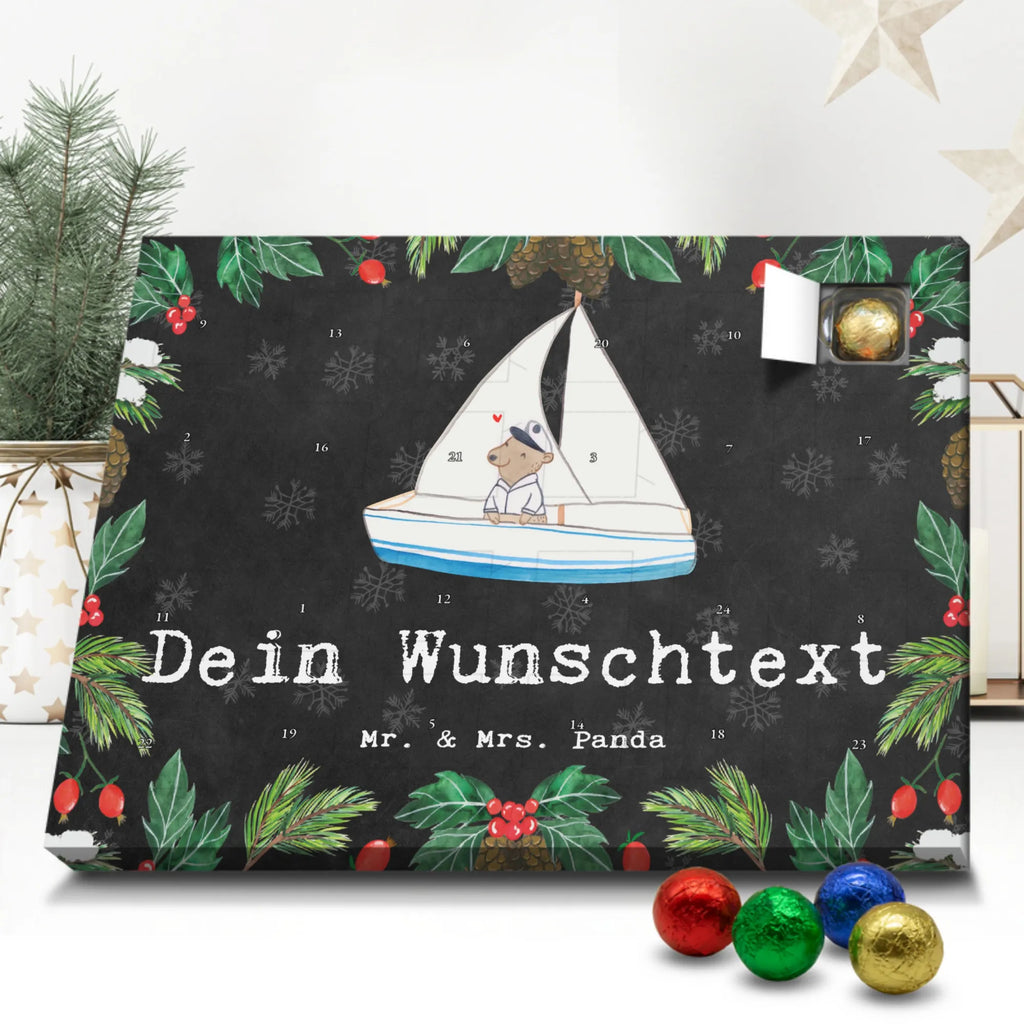 Personalisierter Schoko Adventskalender Bär Segeln Adventskalender mit Namen, Personalisierter Adventskalender, Schenken, Sport, Sportler, Geschenk, Gewinn, Auszeichnung, Dankeschön, Danke, Hobby, Sportart, Yachtclub, Segelschule, Segeltörn, Segeln, Segelboot