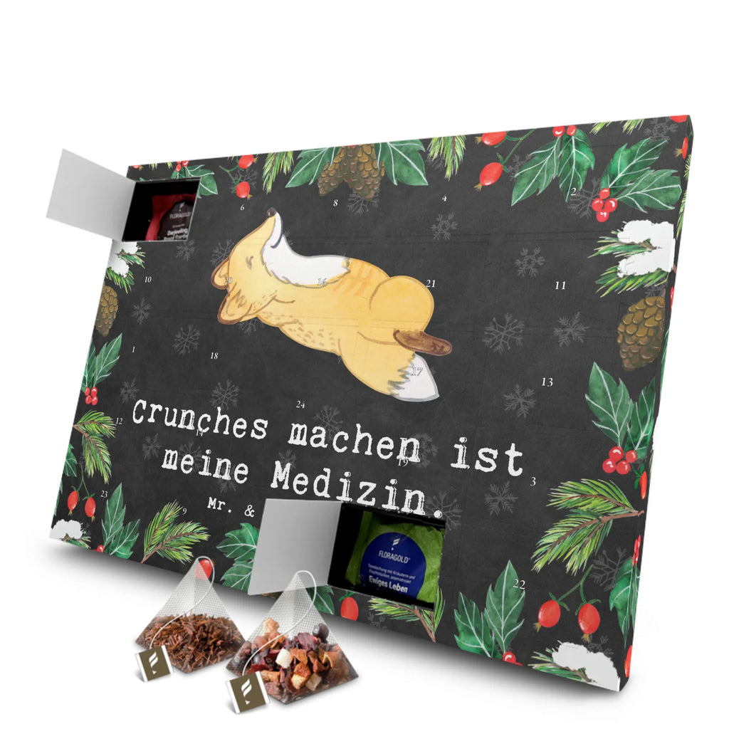 Tee Adventskalender Fuchs Crunches Adventskalender mit Tee, Tee Adventskalender, Adventskalender, Geschenk, Schenken, Sport, Sportart, Hobby, Danke, Dankeschön, Auszeichnung, Gewinn, Sportler, Bauchpressen, Fitness, Crunches, Fitnessstudio