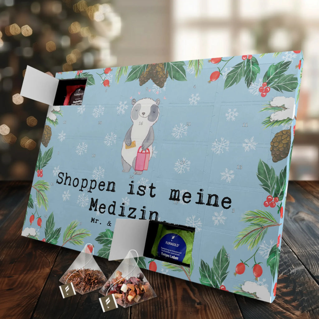 Tee Adventskalender Panda Shopping Adventskalender, Tee Adventskalender, Adventskalender mit Tee, Geschenk, Schenken, Sport, Sportart, Hobby, Danke, Dankeschön, Auszeichnung, Gewinn, Sportler, Shopping, Shoppen, Einkaufen