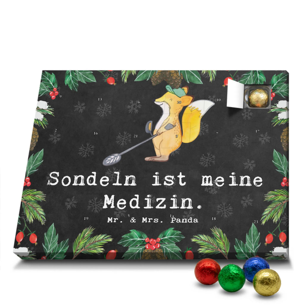 Chocolate advent calendar Fox metal detector giving, Gift, thank you, award, profit, athlete, probe, probe walker, treasure hunt, Metal detector, look for coins