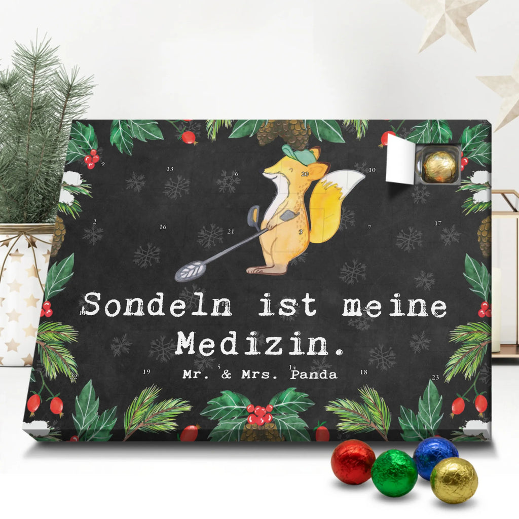 Chocolate advent calendar Fox metal detector giving, Gift, thank you, award, profit, athlete, probe, probe walker, treasure hunt, Metal detector, look for coins