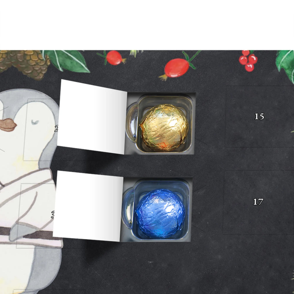 Chocolate advent calendar penguin karate giving, Gift, thank you, award, profit, athlete, self defense, karate club, martial arts