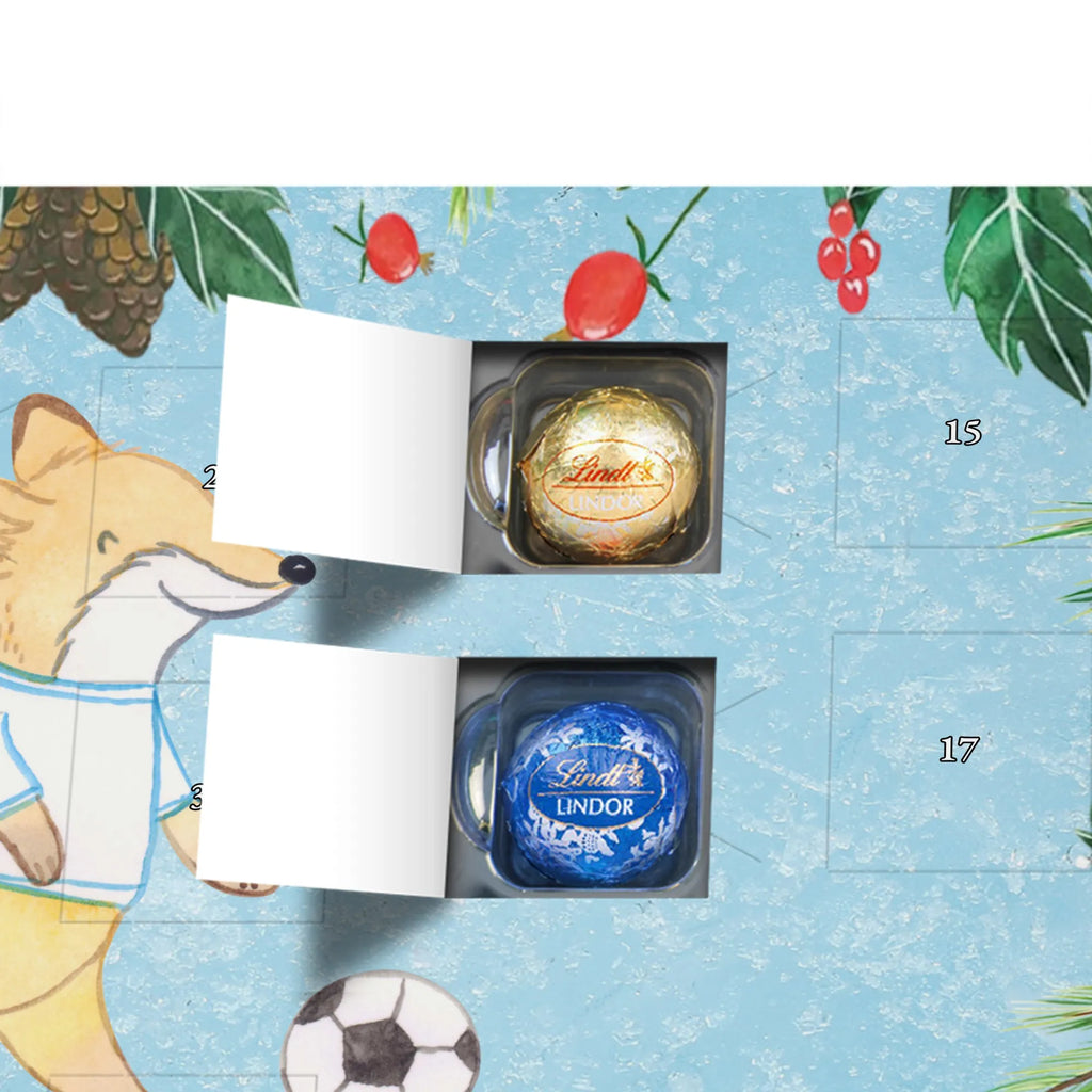 Chocolate advent calendar Fox play soccer giving, Gift, thank you, award, profit, athlete, soccer team, Playing soccer, soccer training, football, point games, soccer club, soccer tournament
