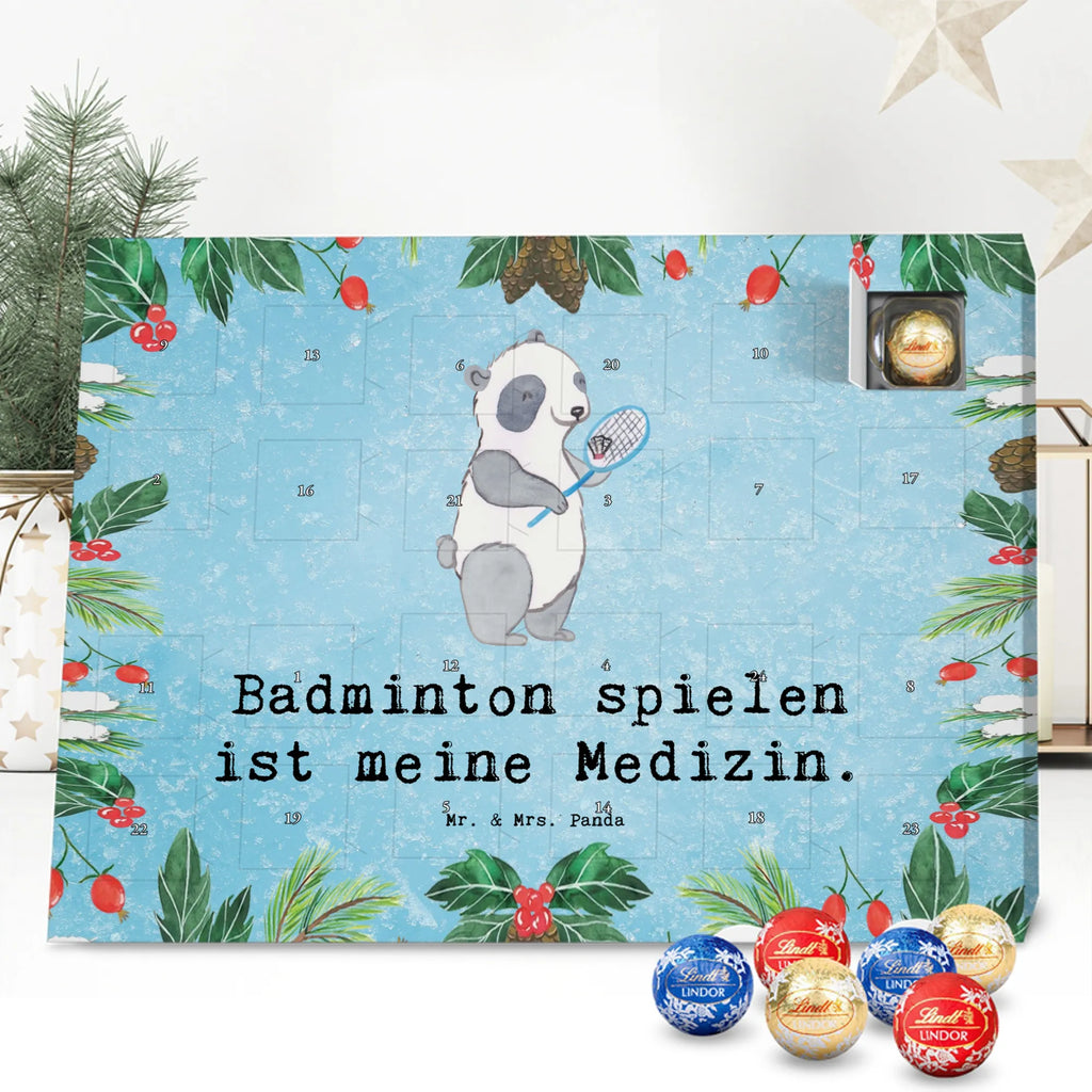 Chocolate advent calendar panda badminton giving, Gift, thank you, award, profit, athlete, play badminton