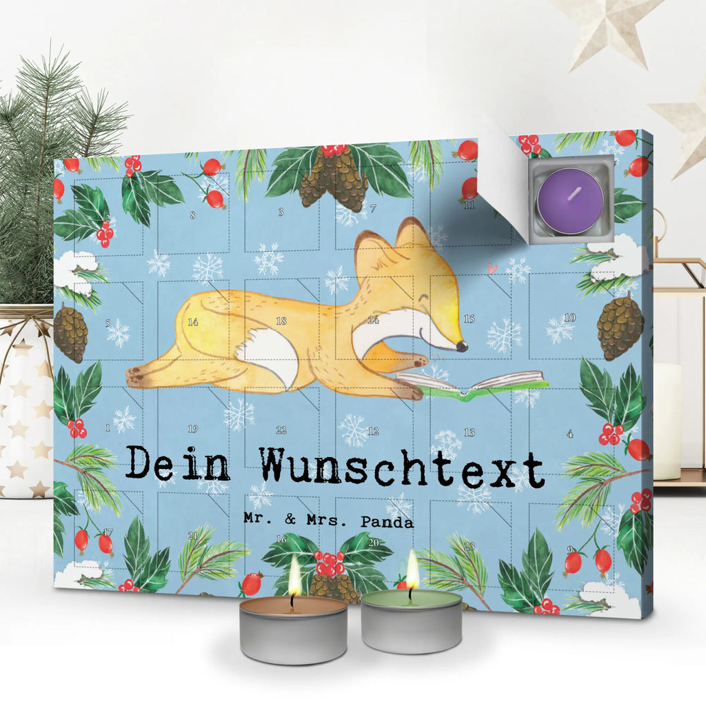 Personalisierter Duftkerzen Adventskalender Fuchs Lesen Personalisierter Duftkerzen Adventskalender, Geschenk, Schenken, Sport, Sportart, Hobby, Danke, Dankeschön, Auszeichnung, Gewinn, Sportler, Bücher lesen, lesen, Bücherwurm