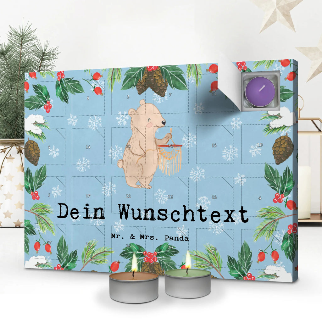Personalisierter Duftkerzen Adventskalender Bär Makramee Personalisierter Duftkerzen Adventskalender, Geschenk, Schenken, Sport, Sportart, Hobby, Danke, Dankeschön, Auszeichnung, Gewinn, Sportler, Makramee, Basteln, Basteln mit Makramee