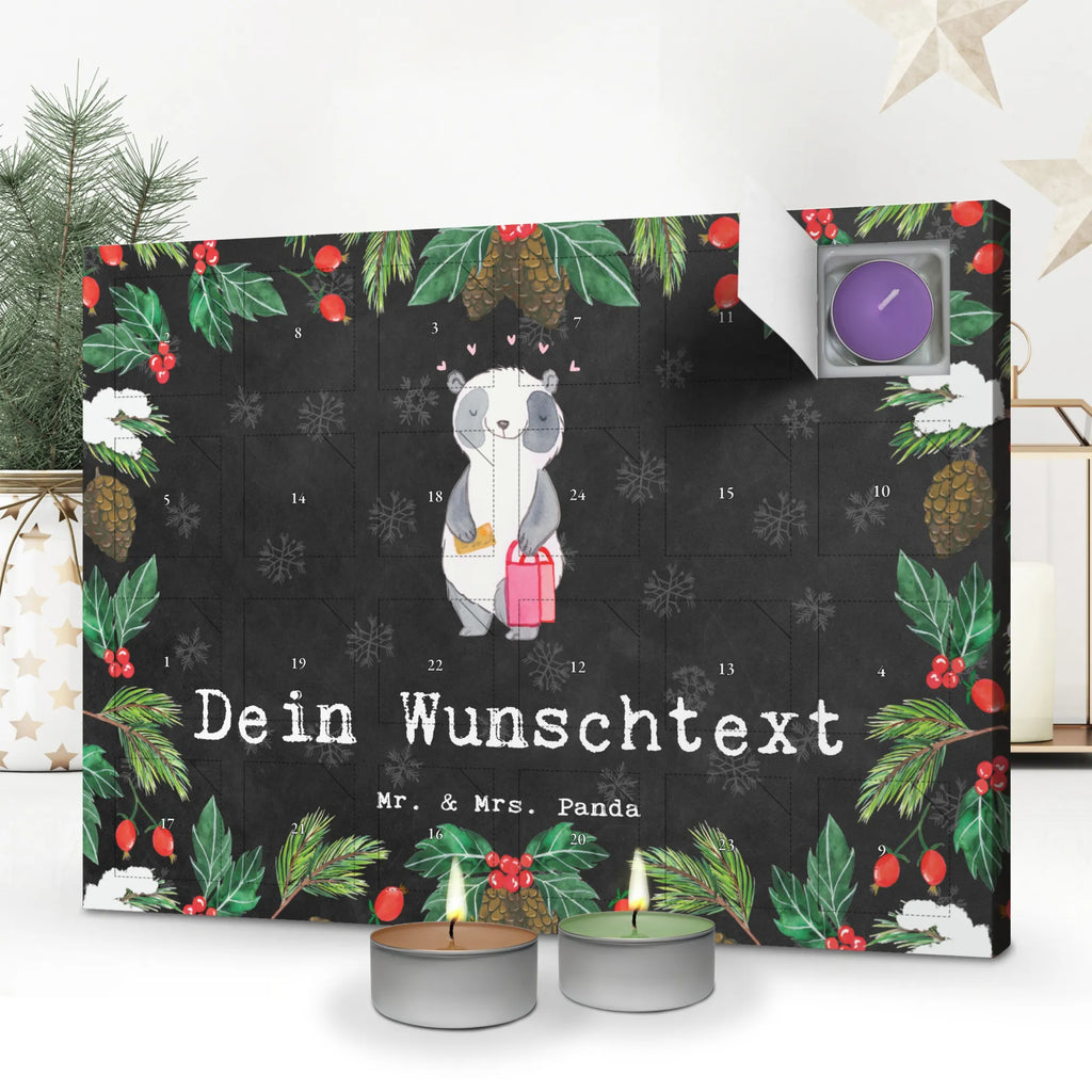 Personalisierter Duftkerzen Adventskalender Panda Shopping Personalisierter Duftkerzen Adventskalender, Geschenk, Schenken, Sport, Sportart, Hobby, Danke, Dankeschön, Auszeichnung, Gewinn, Sportler, Shopping, Shoppen, Einkaufen