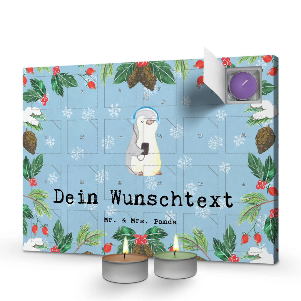 Personalisierter Duftkerzen Adventskalender Pinguin Musik hören Personalisierter Duftkerzen Adventskalender, Geschenk, Schenken, Sport, Sportart, Hobby, Danke, Dankeschön, Auszeichnung, Gewinn, Sportler, Musik hören, Lieblingssong
