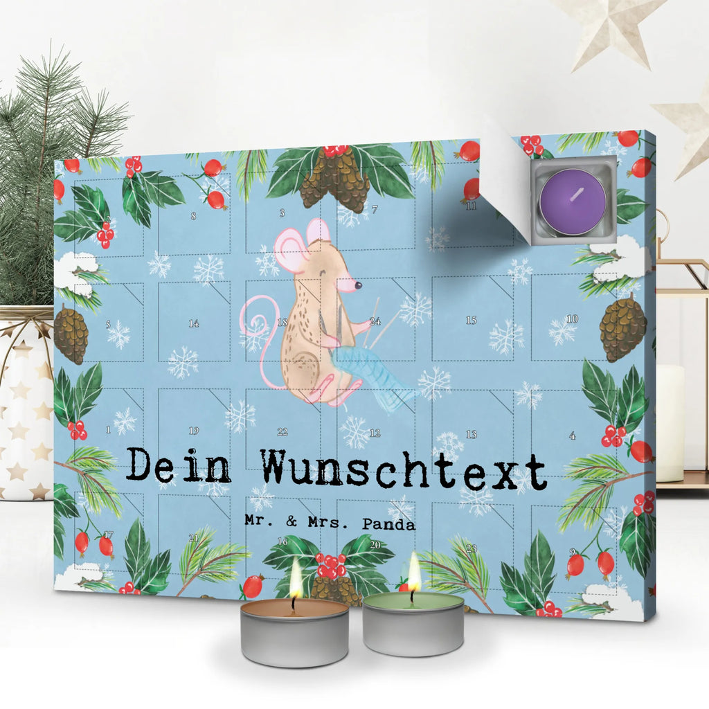 Personalisierter Duftkerzen Adventskalender Maus Stricken Personalisierter Duftkerzen Adventskalender, Geschenk, Schenken, Sport, Sportart, Hobby, Danke, Dankeschön, Auszeichnung, Gewinn, Sportler, Stricken, DIY
