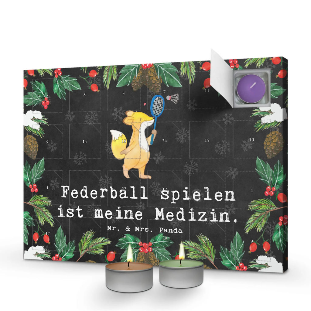 Scented candle advent calendar Fox play badminton Gift, sport, hobby, giving, thank you, award, profit, athlete, badminton, Play shuttlecock