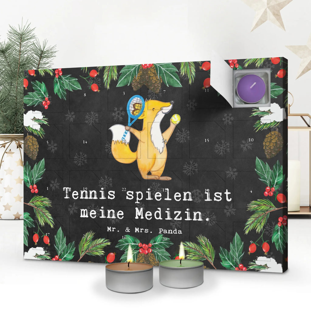 Scented candle advent calendar Fox play tennis Gift, sport, hobby, giving, thank you, award, profit, athlete, Playing tennis, tennis club, ball sport, tennis tournament