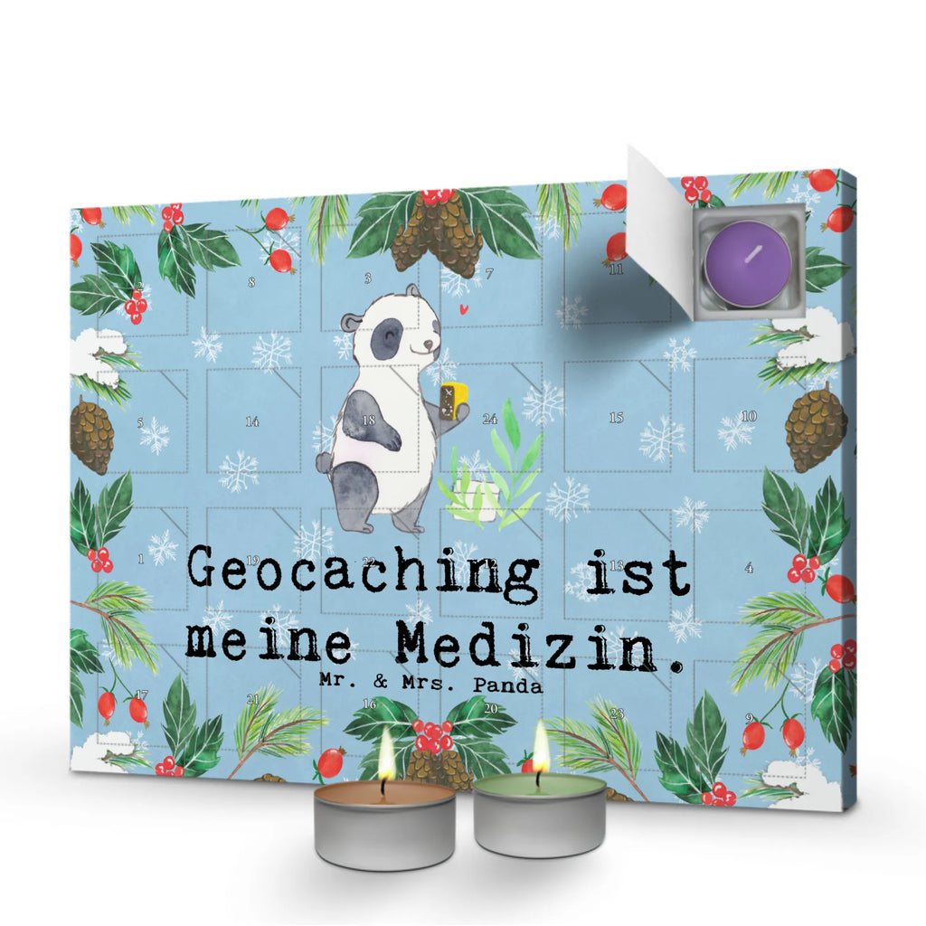 Scented candle advent calendar panda geocaching Gift, sport, hobby, giving, thank you, award, profit, athlete, GPS scavenger hunts, Geocaching, open caching, treasure hunts
